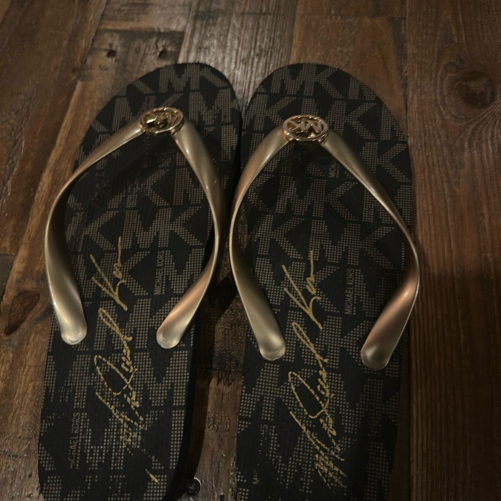 Michael Kors Black and Gold Sandals